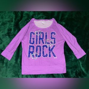 Justice girl’s long sleeve shirt, color purple, size 16